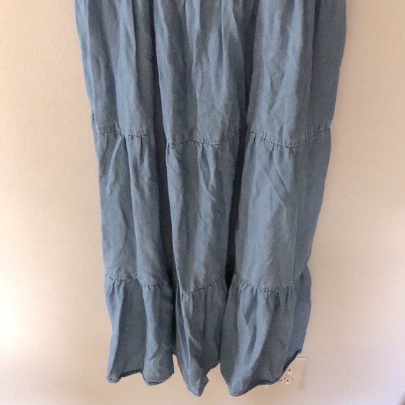 Chambray Ruffle Sleeve MIDI Dress XS - Picture 3 of 5